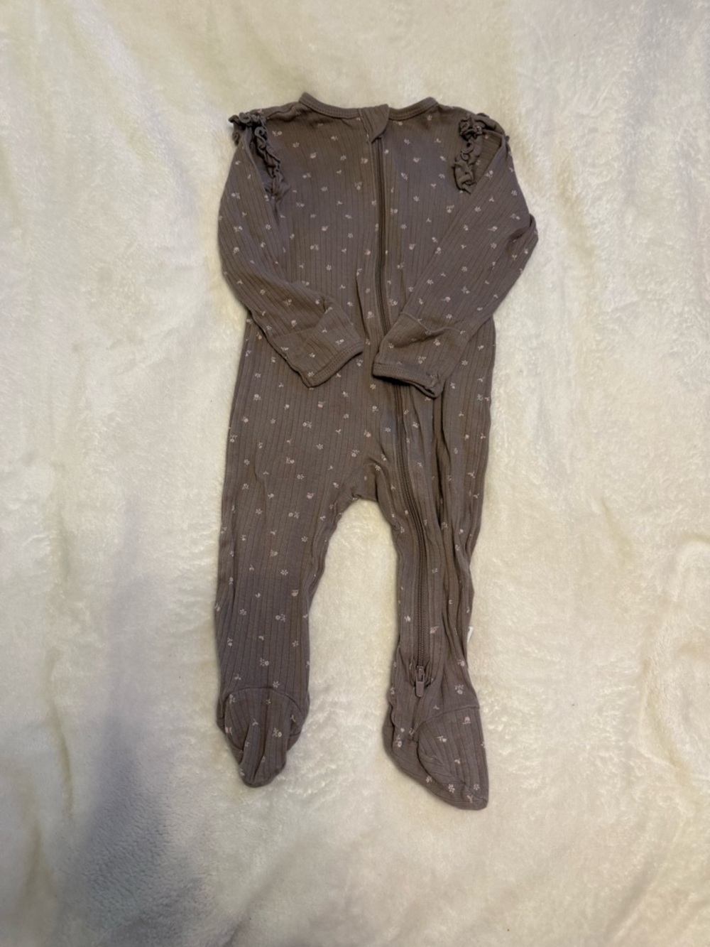 Gerber Mauve Ribbed Footed One-Piece with Tiny White Prints